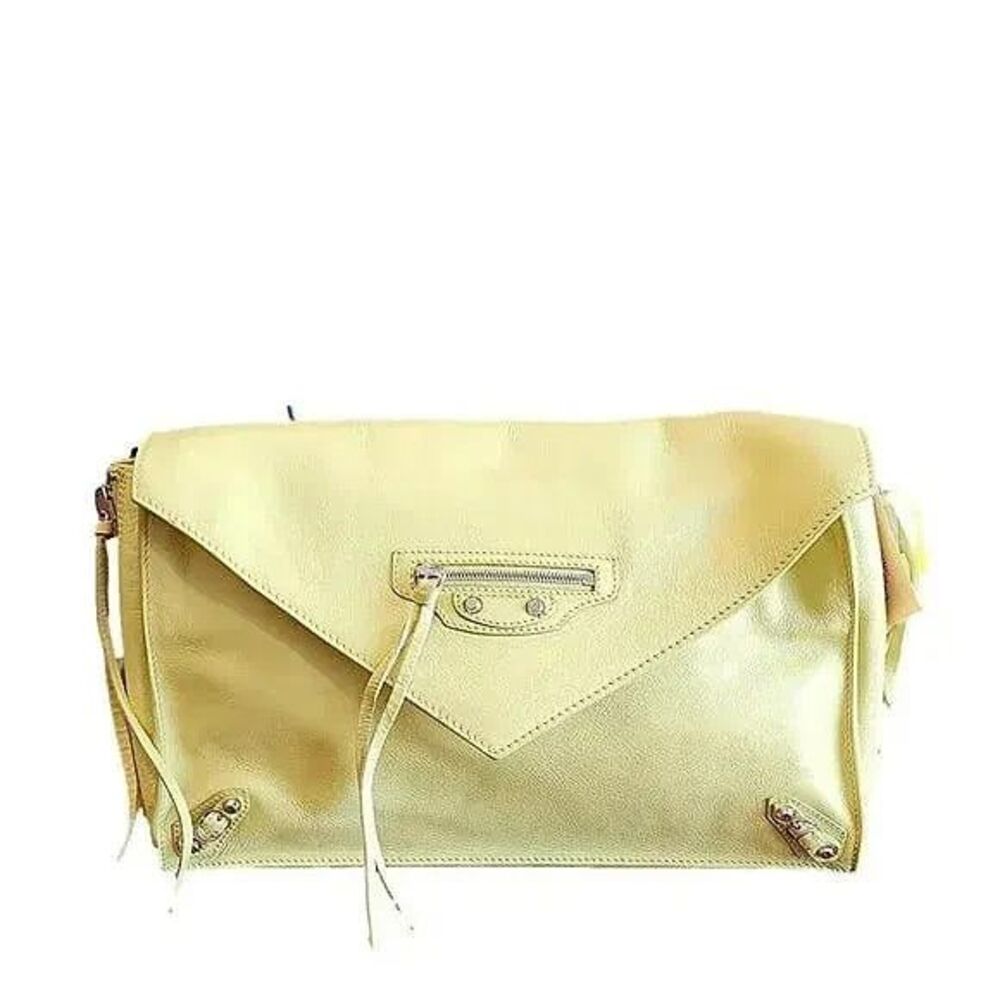 Balenciaga Yellow Leather Envelope Crossbody Handbag - New Condition